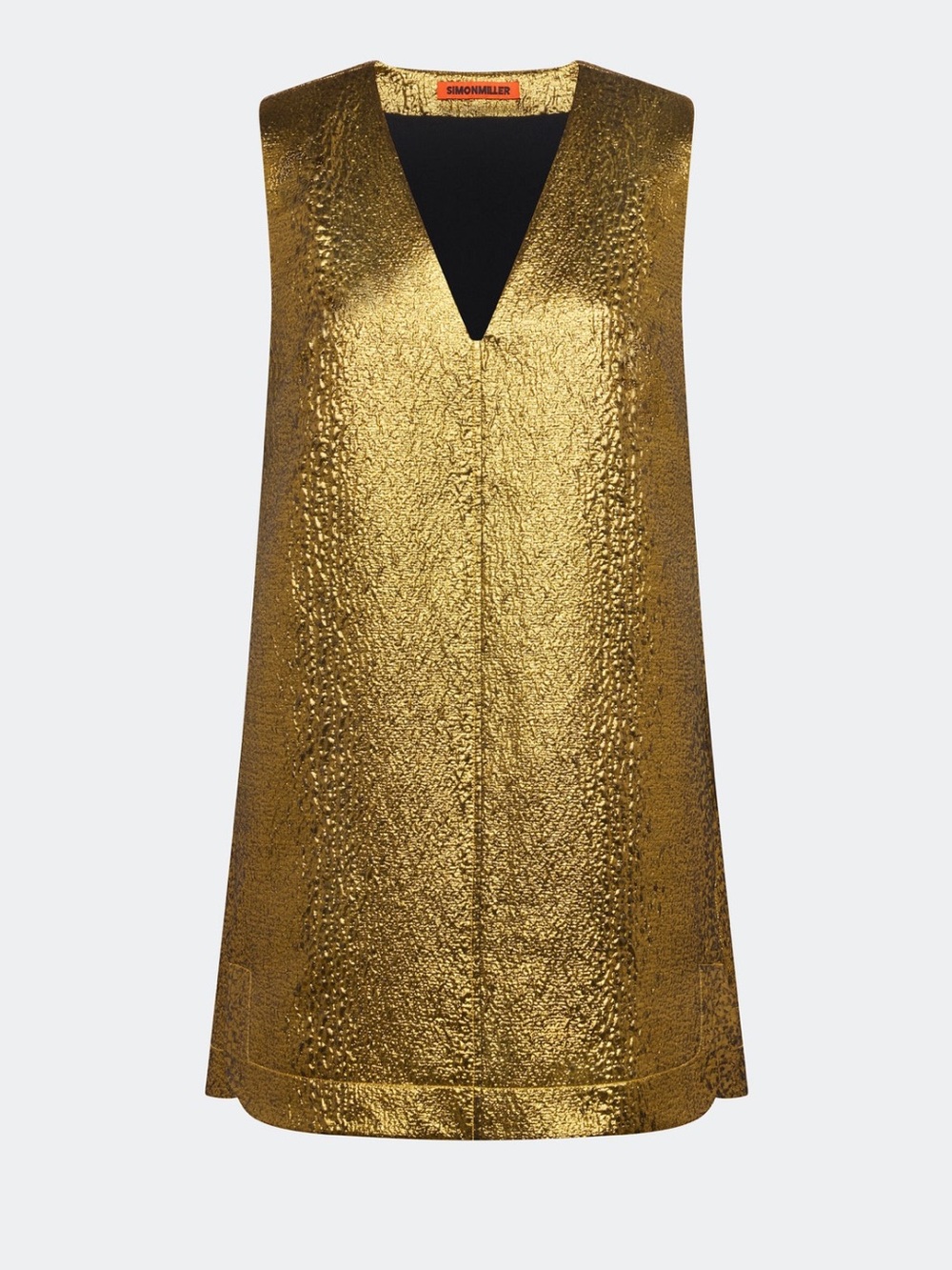 SIMON MILLER FOUNTAIN METALLIC MINI DRESS IN STAR GOLD